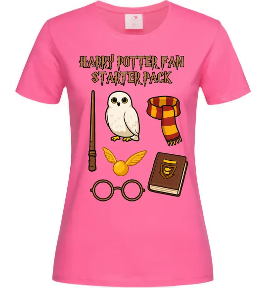 Жіноча футболка Harry Potter fan starter pack Яскраво-рожевий фото