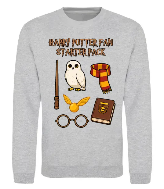 Свитшот Harry Potter fan starter pack Серый меланж фото