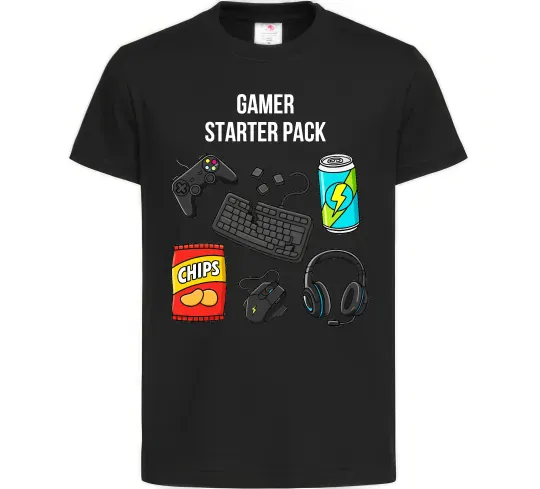 Дитяча футболка Gamer starter pack Чорний фото
