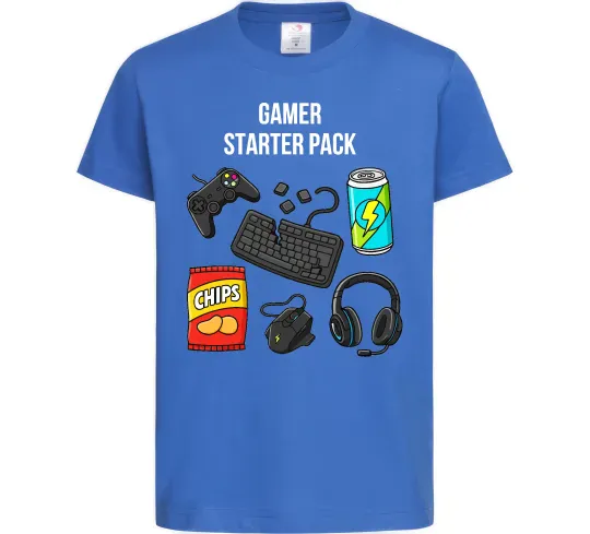 Дитяча футболка Gamer starter pack Яскраво-синій фото