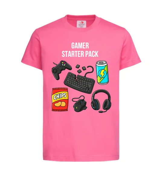 Дитяча футболка Gamer starter pack Яскраво-рожевий фото