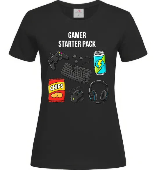 Женская футболка Gamer starter pack Черный фото