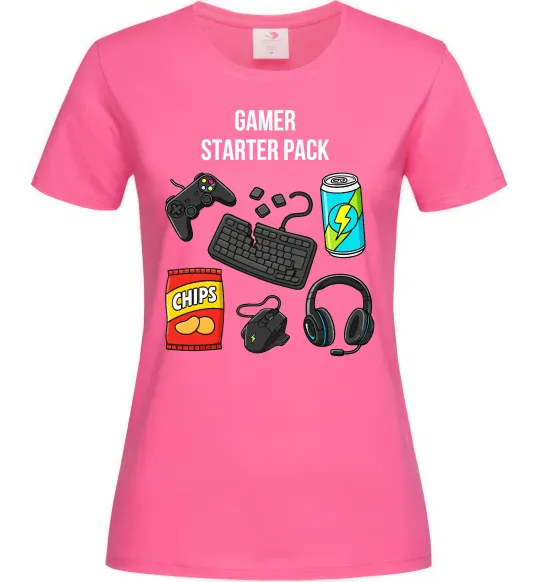 Женская футболка Gamer starter pack Ярко-розовый фото
