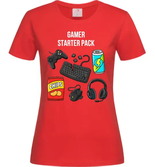 Женская футболка Gamer starter pack Красный фото