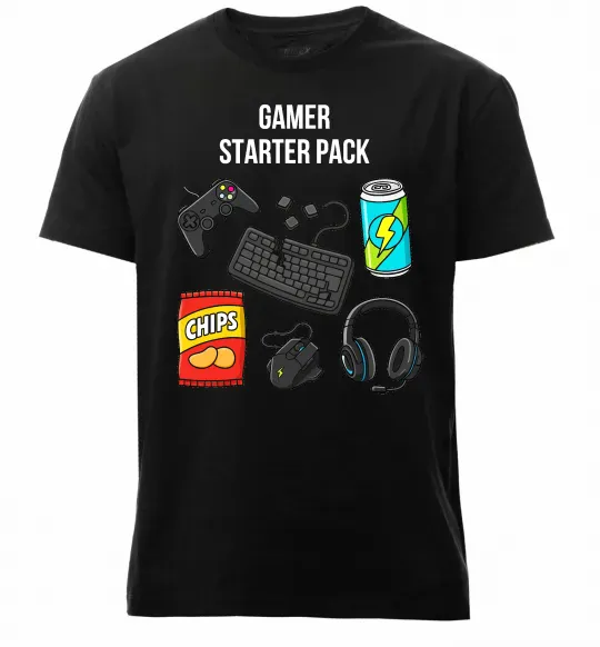 Чоловіча преміум футболка Gamer starter pack Чорний фото