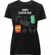 Жіноча преміум футболка Gamer starter pack Чорний фото