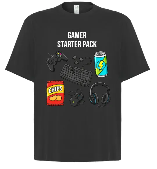 Футболка Оверсайз Gamer starter pack Чорний фото