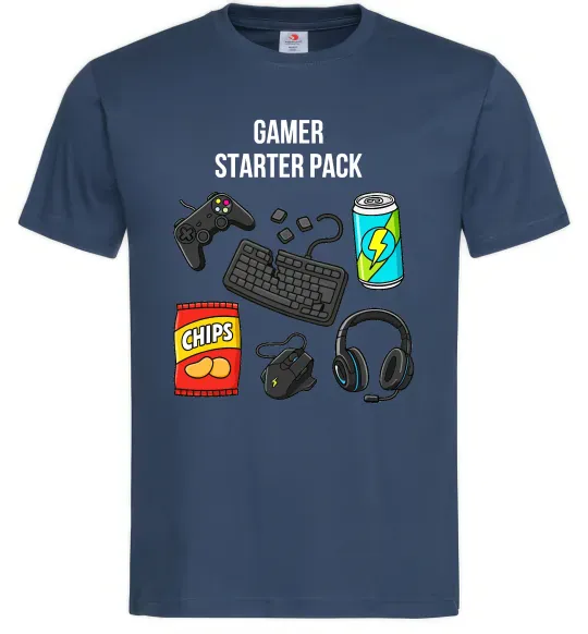 Мужская футболка Gamer starter pack Темно-синий фото