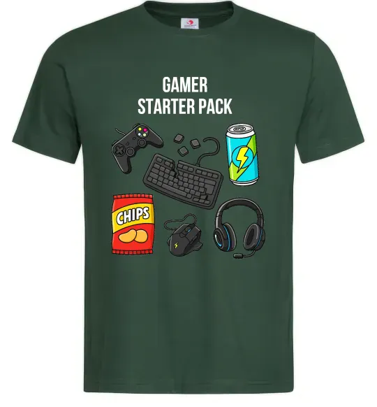 Мужская футболка Gamer starter pack Темно-зеленый фото
