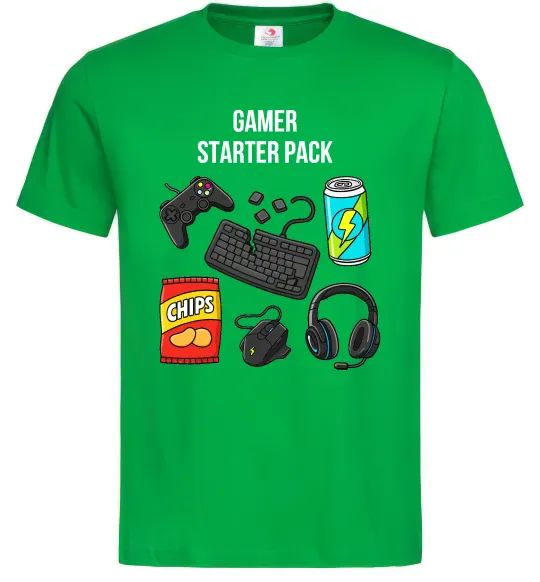 Мужская футболка Gamer starter pack Зеленый фото