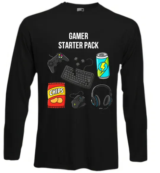 Лонгслив Gamer starter pack Черный фото
