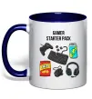 Чашка з кольоровою ручкою Gamer starter pack Глибокий темно-синій фото