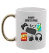 Чашка з кольоровою ручкою Gamer starter pack Золото фото