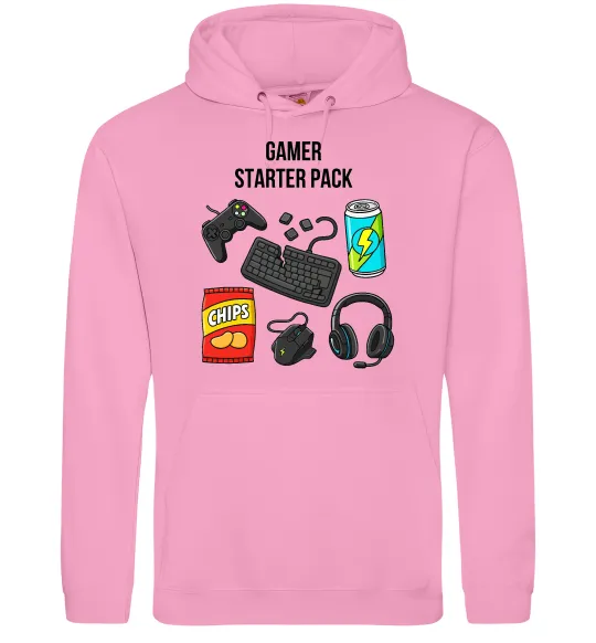Мужская толстовка (худи) Gamer starter pack Розовый фото