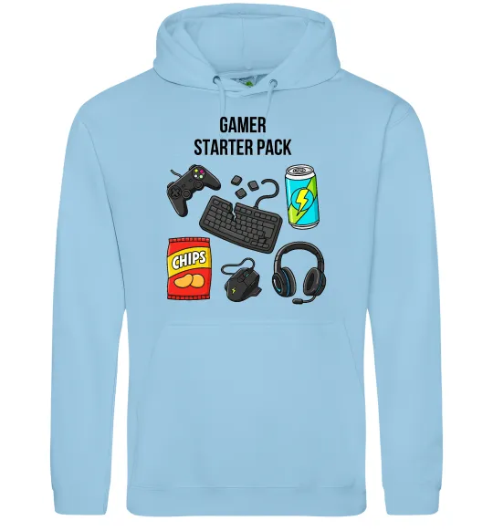 Мужская толстовка (худи) Gamer starter pack Голубой фото