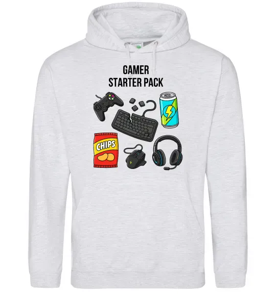 Жіноча толстовка (худі) Gamer starter pack Сірий меланж фото