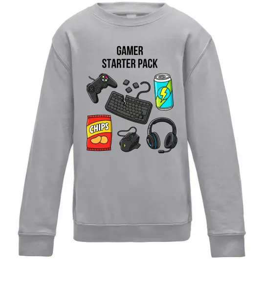 Дитячий світшот Gamer starter pack Сірий меланж фото