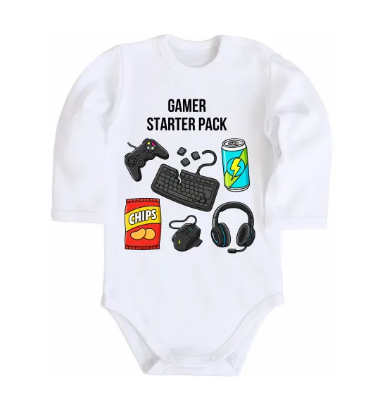 Детский боди Gamer starter pack Белый фото