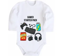 Дитячий бодік Gamer starter pack Білий фото