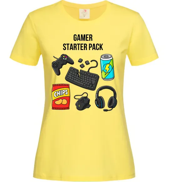 Женская футболка Gamer starter pack Лимонный фото