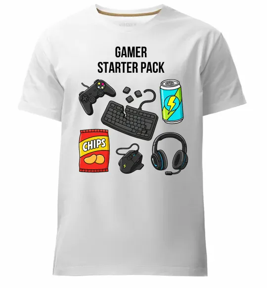 Чоловіча преміум футболка Gamer starter pack Білий фото