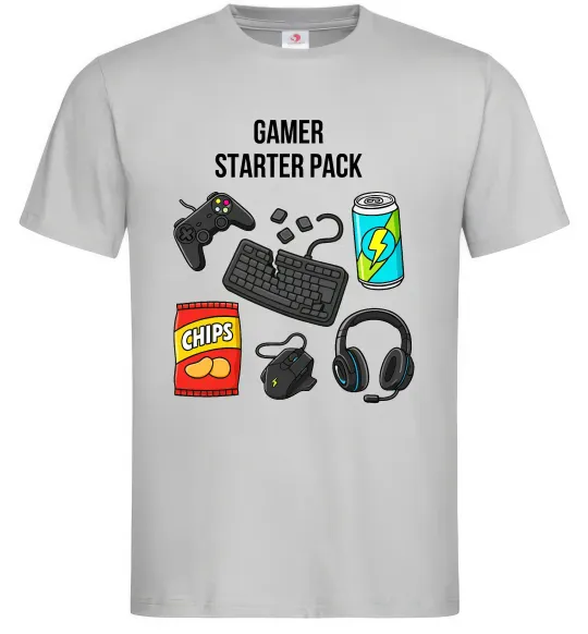 Мужская футболка Gamer starter pack Серый фото