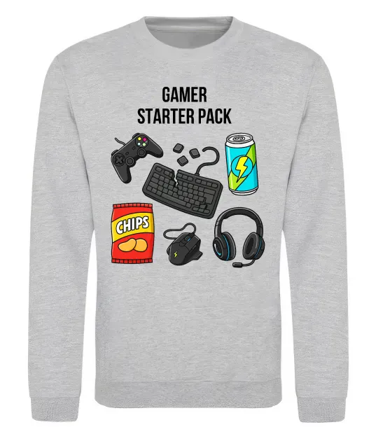 Свитшот Gamer starter pack Серый меланж фото