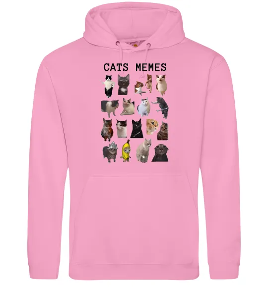 Чоловіча толстовка (худі) Cats memes Рожевий фото