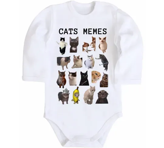 Дитячий бодік Cats memes Білий фото
