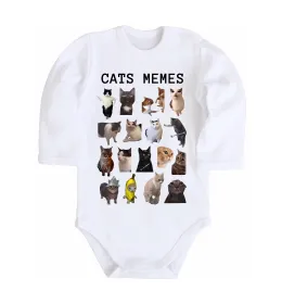 Детский боди Cats memes Белый фото