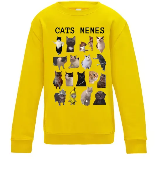 Дитячий світшот Cats memes Сонячно жовтий фото