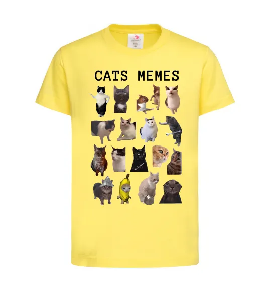 Дитяча футболка Cats memes Лимонний фото