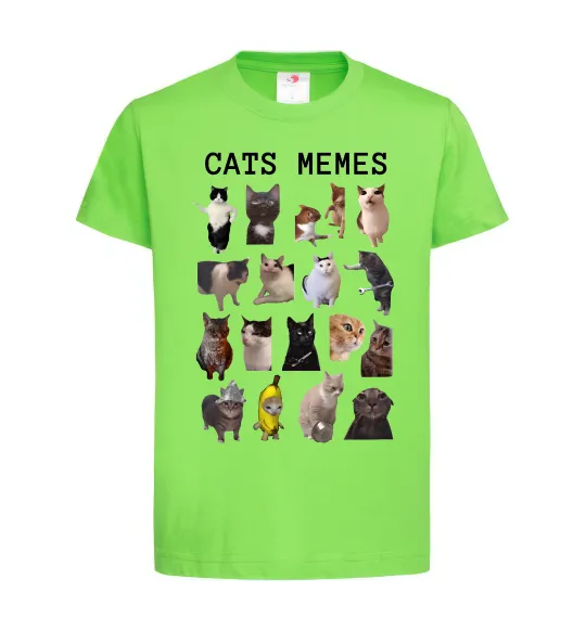 Дитяча футболка Cats memes Лаймовий фото