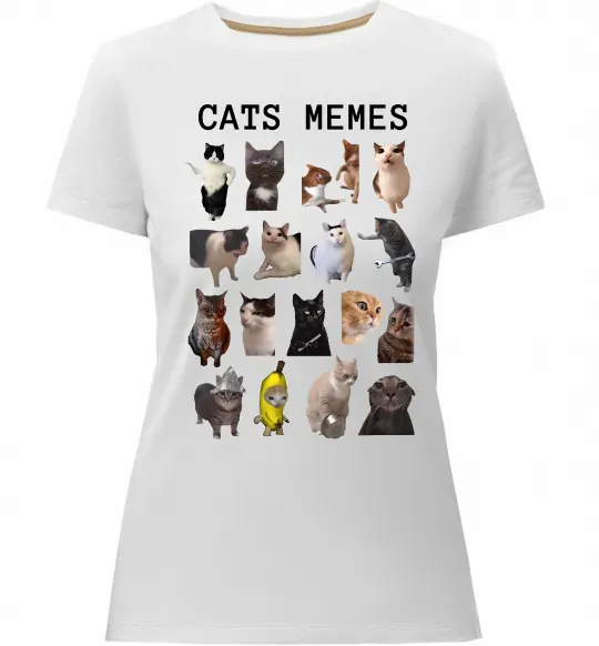 Жіноча преміум футболка Cats memes Білий фото