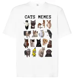 Футболка Оверсайз Cats memes Белый фото