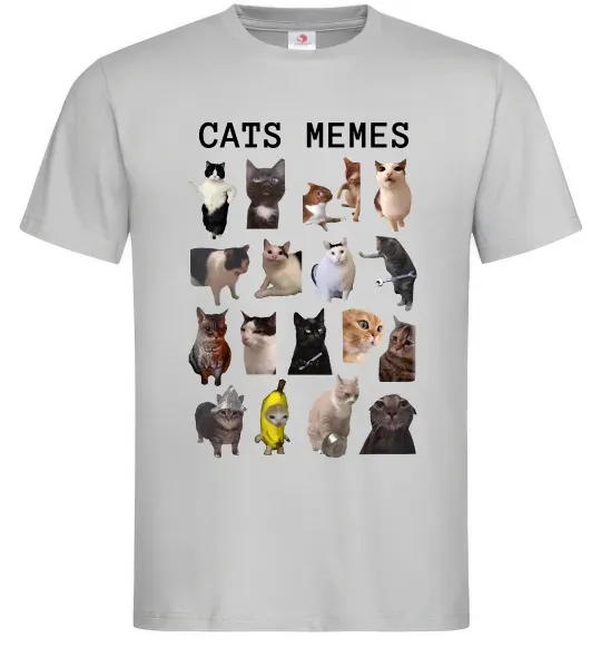 Чоловіча футболка Cats memes Сірий фото