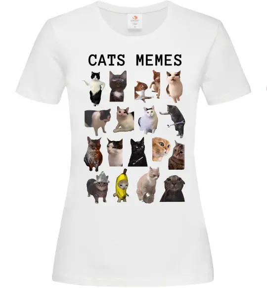 Женская футболка Cats memes Белый фото