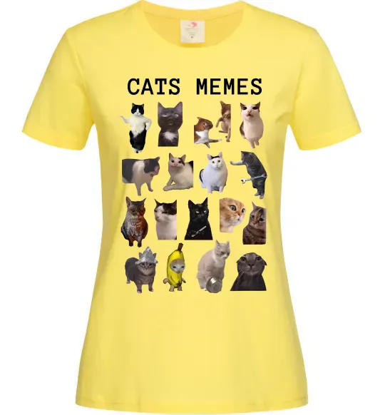 Женская футболка Cats memes Лимонный фото