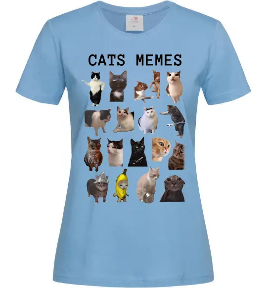 Женская футболка Cats memes Голубой фото