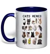 Чашка з кольоровою ручкою Cats memes Глибокий темно-синій фото