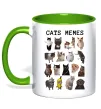 Чашка с цветной ручкой Cats memes Лаймовый фото