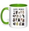 Чашка з кольоровою ручкою Cats memes Зелений фото