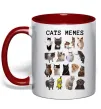 Чашка з кольоровою ручкою Cats memes Червоний фото