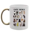 Чашка з кольоровою ручкою Cats memes Золото фото