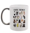 Чашка з кольоровою ручкою Cats memes Срібло фото