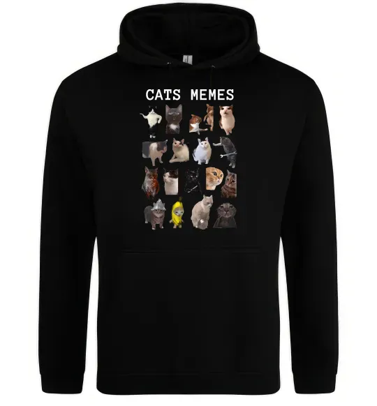 Жіноча толстовка (худі) Cats memes Чорний фото