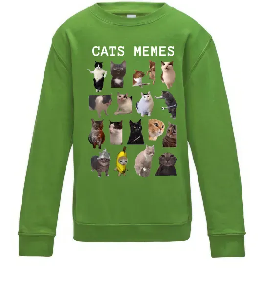 Дитячий світшот Cats memes Лаймовий фото
