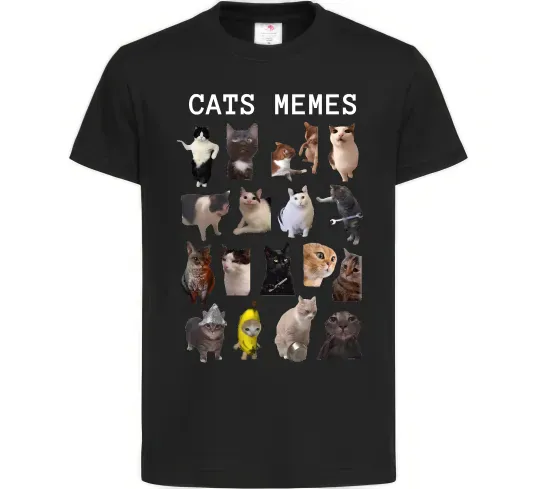 Детская футболка Cats memes Черный фото