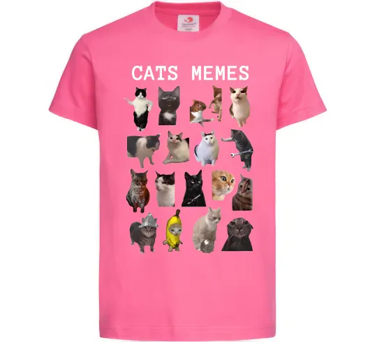 Детская футболка Cats memes Ярко-розовый фото