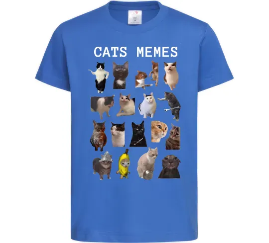 Детская футболка Cats memes Ярко-синий фото